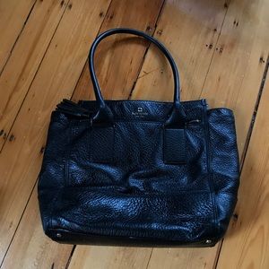 Black Kate Spade Pebbled Leather Tote with Tassel